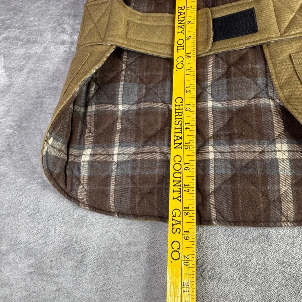 Timber Tails Dog Barn Coat Tan Brown Plaid Lined Canvas Jacket‎ BP26231 Large